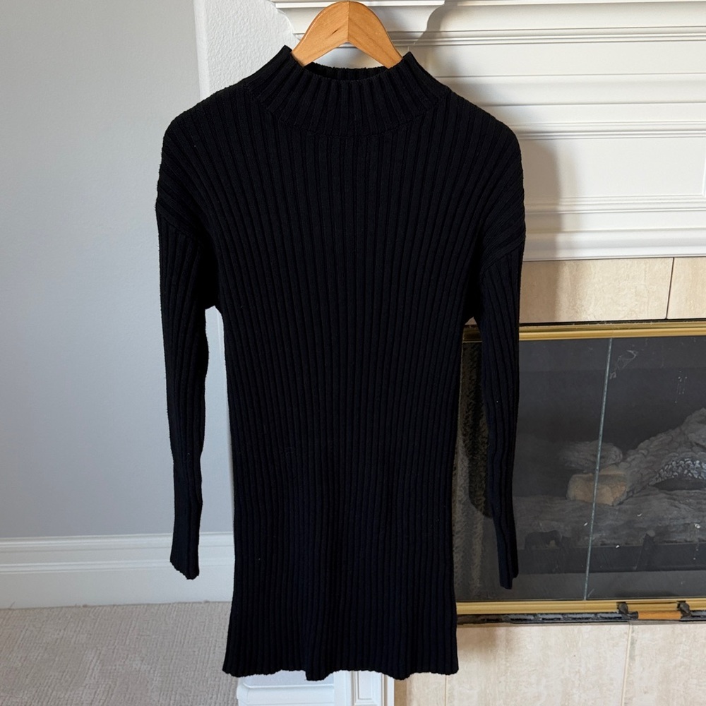 BP Nordstrom Elegant Black Ribbed sweater Dress